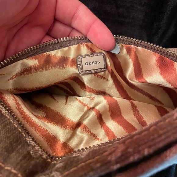 Y2K Vintage GUESS Ella Mini Belt Bag Denim Beige/ Grey with Silver Hardware. - Picture 10 of 15